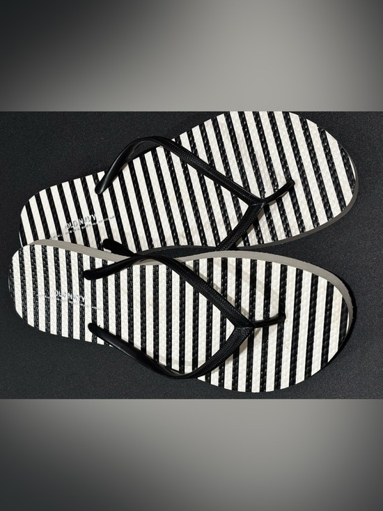 Old Navy Shoes - Old Navy Black and White Striped Flip Flop Sandals